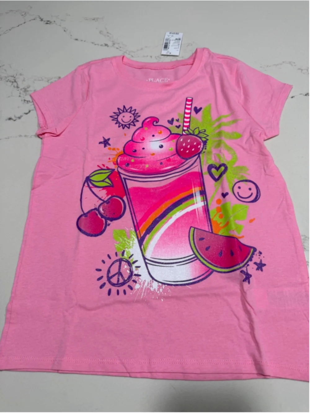 NEW The Children's Place Cotton Girls' Short Sleeve Graphic T-shirt M
